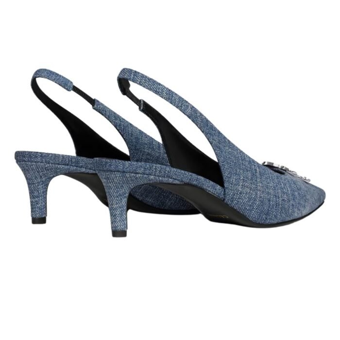 CELINE ALMA TRIOMPHE SLINGBACK IN DENIM BLUE