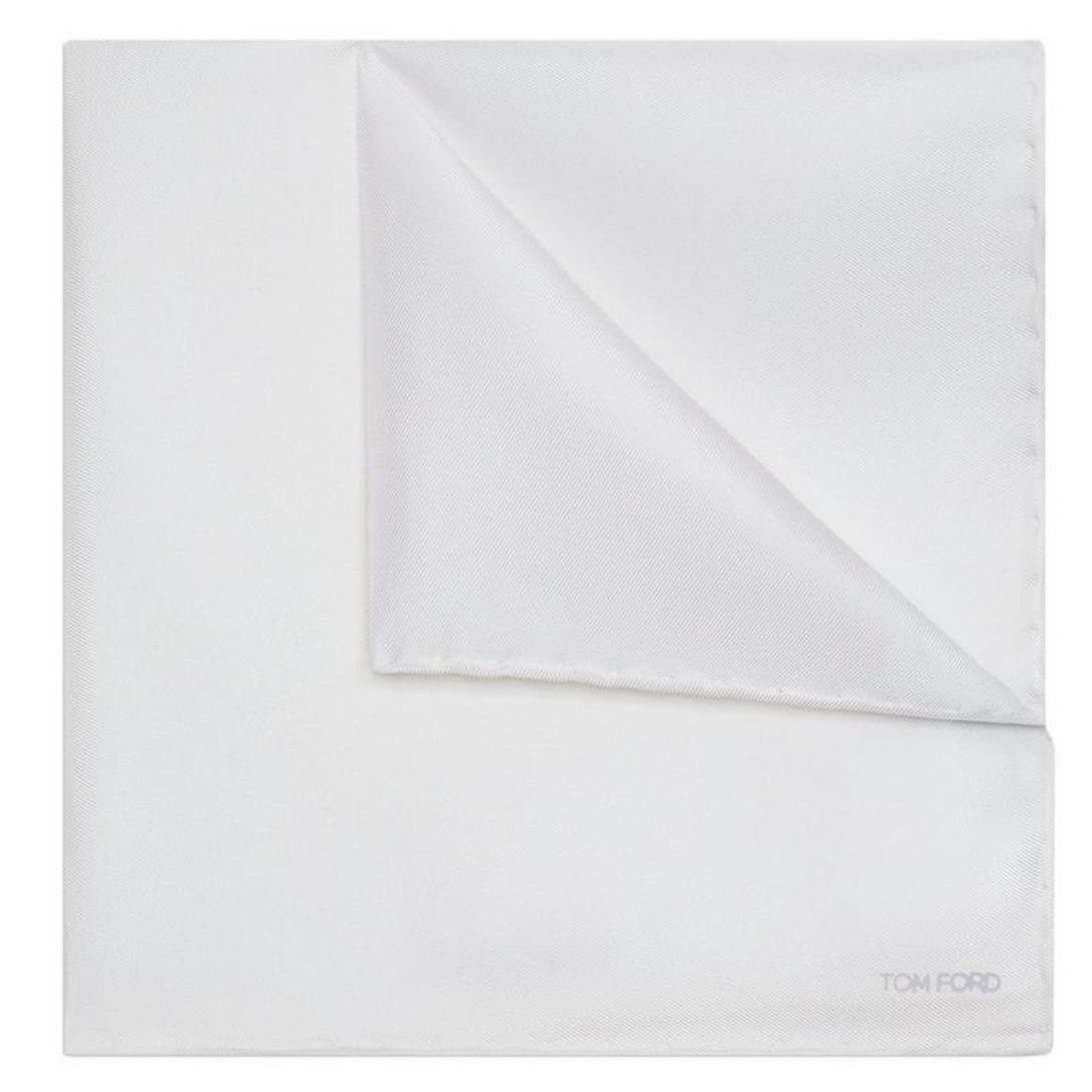 3 TOM FORD SATIN POCKET SQUARE WHITE