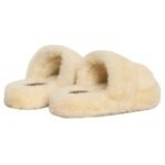 CELINE FUR SLIDES TRIOMPHE IN SHEARLING BEIGE-BROWN