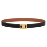 CELINE MEDIUM REVERSIBLE FRAMED TRIOMPHE BELT IN TAURILLON AND NATURAL CALFSKIN