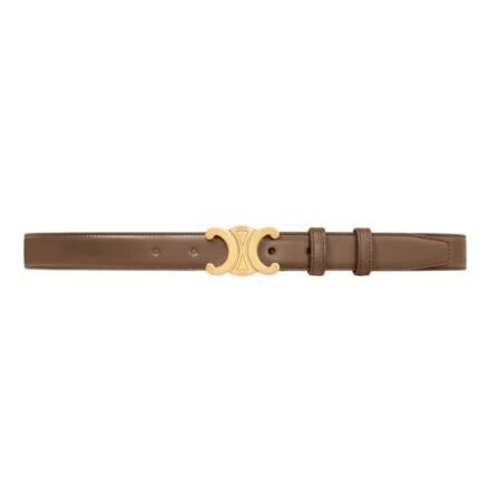 CELINE MEDIUM TRIOMPHE BELT IN TAURILLON LEATHER GLAZED BROWN