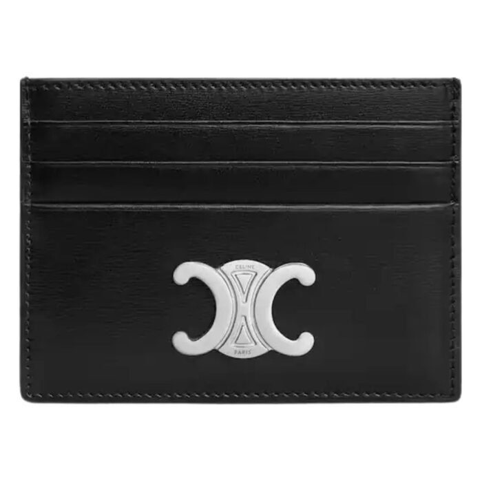 CELINE CARD HOLDER TRIOMPHE IN SHINY CALFSKIN PEBBLE