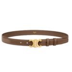 CELINE MEDIUM TRIOMPHE BELT IN TAURILLON LEATHER GLAZED BROWN