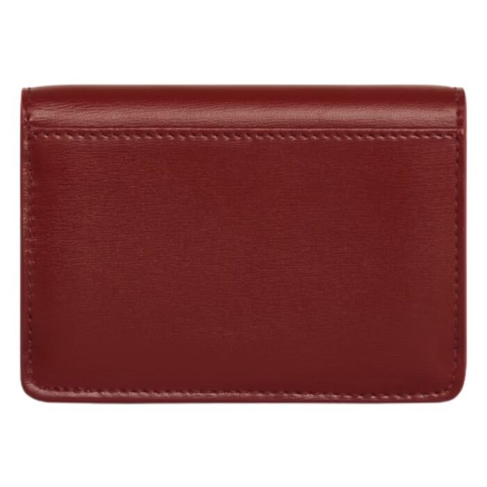 CELINE CARD HOLDER WITH FLAP TRIOMPHE IN SHINY CALFSKIN DARK RUBY