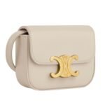 CELINE MINI CLAUDE IN SHINY CALFSKIN LIGHT STONE