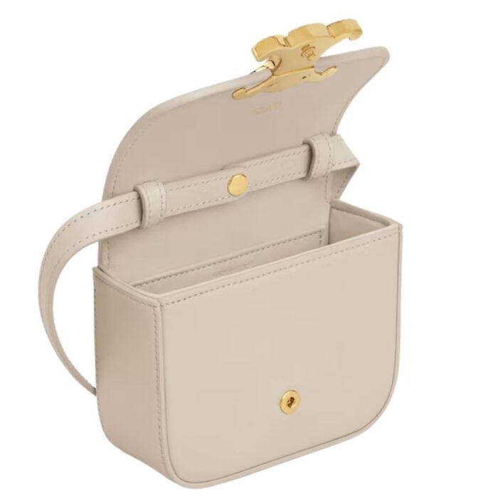 CELINE MINI CLAUDE IN SHINY CALFSKIN LIGHT STONE