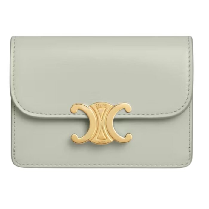 CELINE CARD HOLDER WITH FLAP TRIOMPHE IN SHINY CALFSKIN PEBBLE