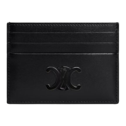 CELINE CARD HOLDER TRIOMPHE IN SHINY CALFSKIN BLACK