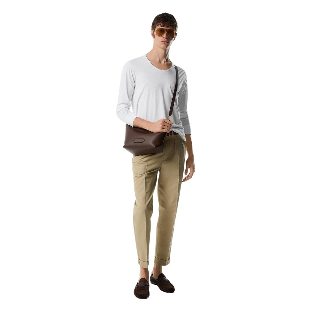 4 TOM FORD FLUID POPLIN DOUBLE PLEAT PANT DESERT KHAKI