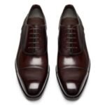 TOM FORD BURNISHED LEATHER ELKAN LACE UP DARK CIGAR