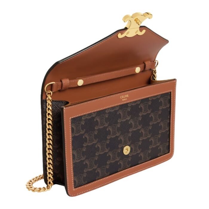 CELINE WALLET ON CHAIN MARGO IN TRIOMPHE CANVAS AND CALFSKIN