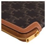 CELINE LONG POUCH WITH STRAP IN TRIOMPHE CANVAS AND CALFSKIN