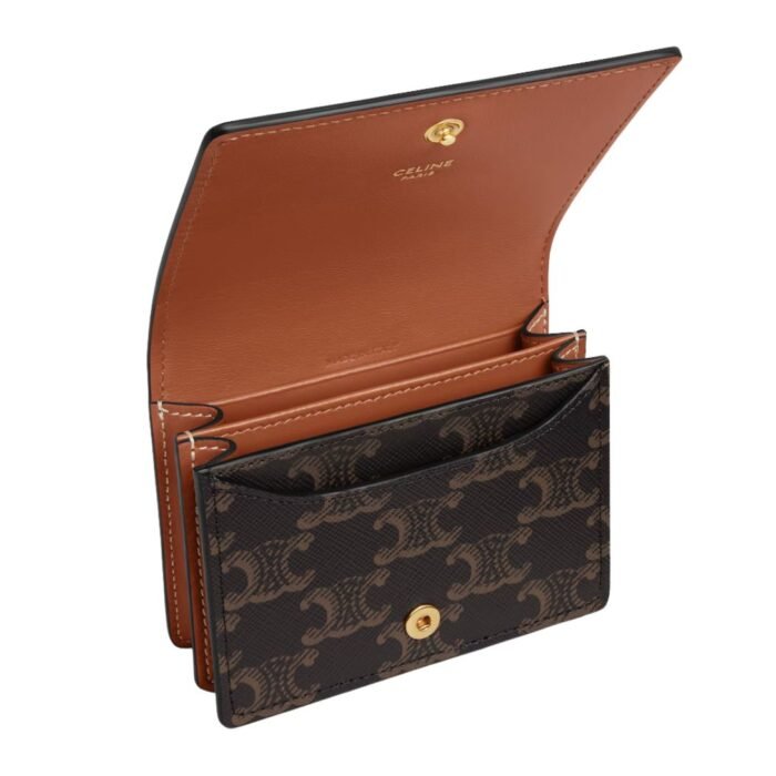 CELINE TRIOMPHE BUSINESS CARD HOLDER IN TRIOMPHE CANVAS AND LAMBSKIN