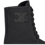 CELINE RILEY LACE UP BOOT IN CANVAS BLACK