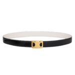 CELINE MEDIUM REVERSIBLE FRAMED TRIOMPHE BELT IN TAURILLON BLACK-WHITE COTTON