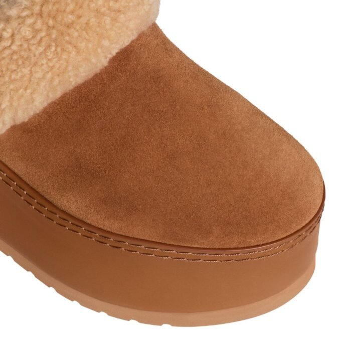 CELINE DANA WEDGE MULE IN SUEDE CALFSKIN AND SHEARLING