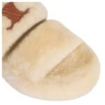 CELINE FUR SLIDES TRIOMPHE IN SHEARLING BEIGE-BROWN