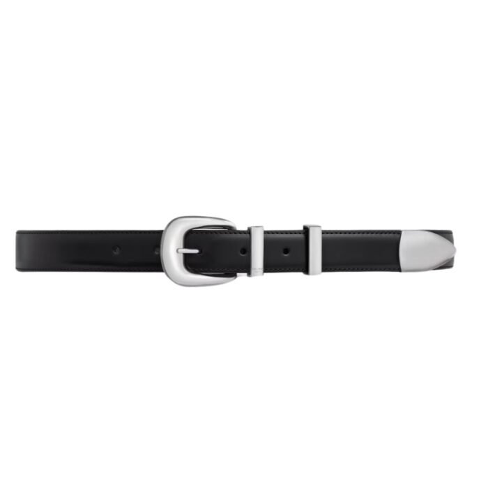 CELINE MEDIUM WESTERN BELT IN TAURILLON LEATHER BLACK