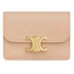 CELINE CARD HOLDER WITH FLAP TRIOMPHE IN SHINY CALFSKIN PEBBLE