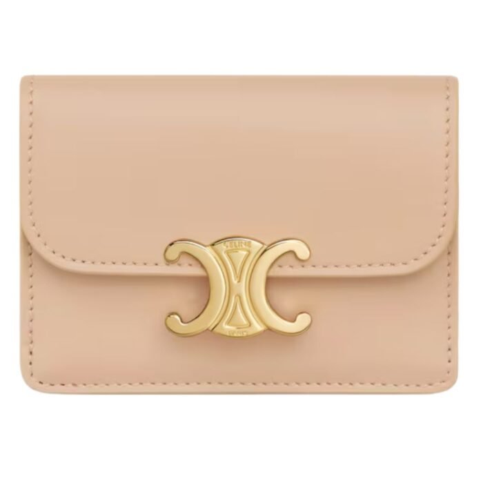 CELINE CARD HOLDER WITH FLAP TRIOMPHE IN SHINY CALFSKIN PEBBLE