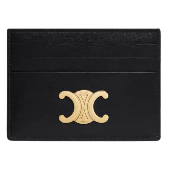 CELINE CARD HOLDER TRIOMPHE IN SHINY CALFSKIN BLACK