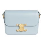 CELINE TEEN TRIOMPHE BAG IN SHINY CALFSKIN ICE BLUE