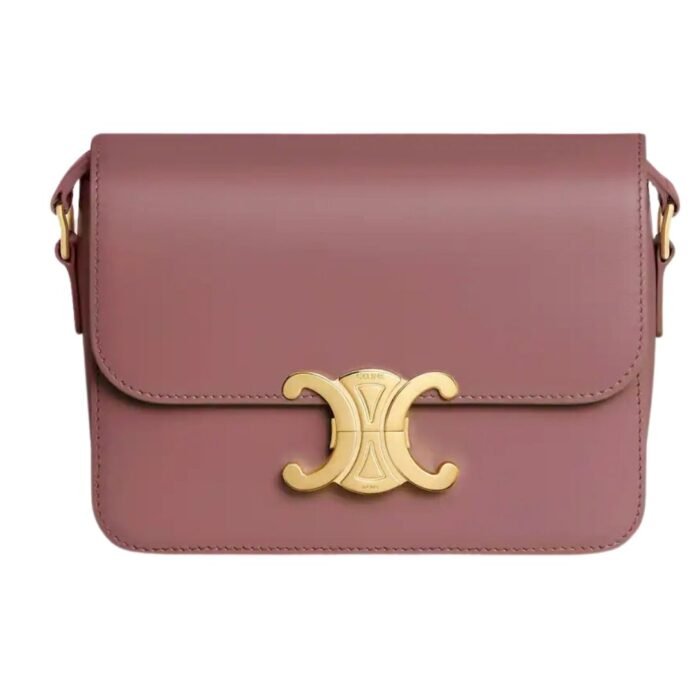 CELINE TEEN TRIOMPHE BAG IN SHINY CALFSKIN ALMOND GREEN
