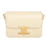 CELINE TEEN TRIOMPHE BAG IN SHINY CALFSKIN OAT BEIGE