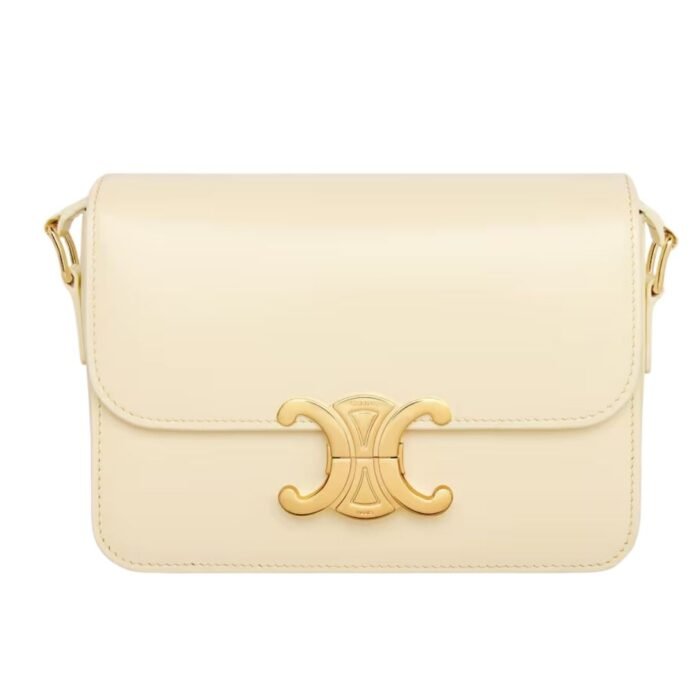 CELINE TEEN TRIOMPHE BAG IN SHINY CALFSKIN LIGHT BURGUNDY