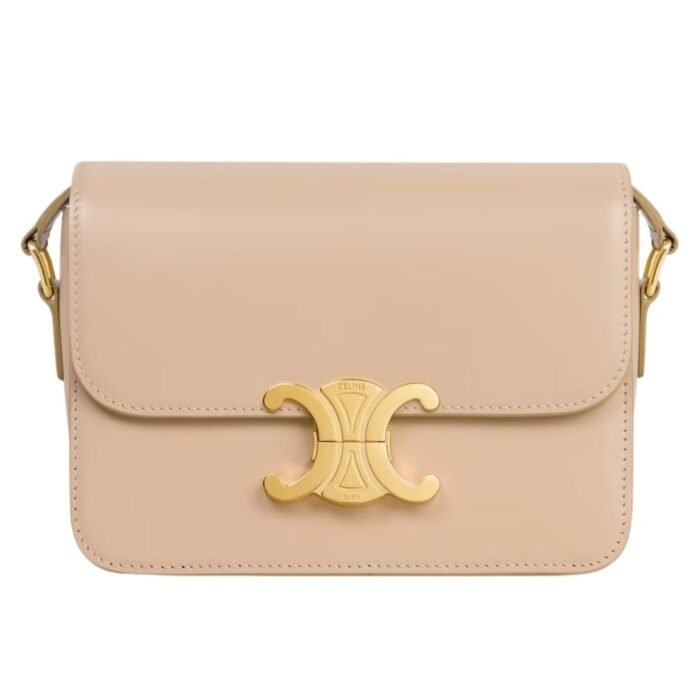 CELINE TEEN TRIOMPHE BAG IN SHINY CALFSKIN WHITE