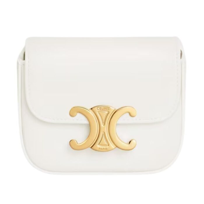 CELINE MINI CLAUDE IN SHINY CALFSKIN WHITE