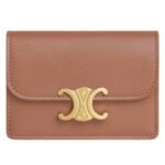 CELINE CARD HOLDER WITH FLAP TRIOMPHE IN SHINY CALFSKIN PEBBLE