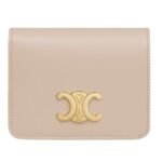 CELINE TRIOMPHE COMPACT WALLET IN SHINY CALFSKIN BLACK