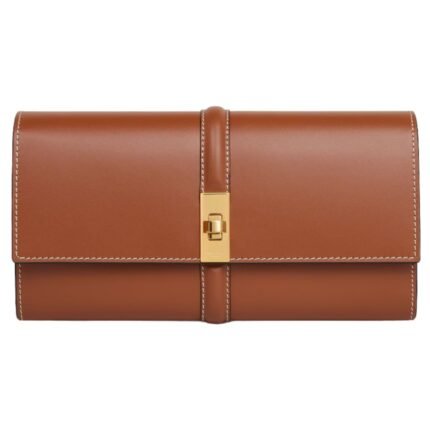 CELINE LARGE WALLET 16 IN SATINATED CALFSKIN TAN