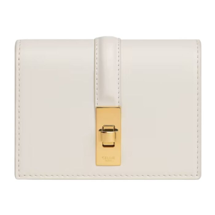 CELINE CARD HOLDER WITH FLAP 16 IN SATINATED CALFSKIN BLACK