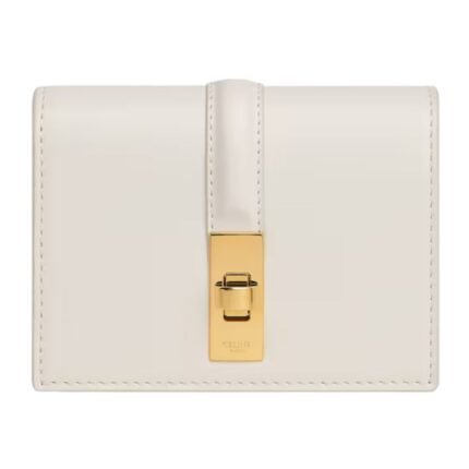 CELINE CARD HOLDER WITH FLAP 16 IN SATINATED CALFSKIN WHITE COTTON