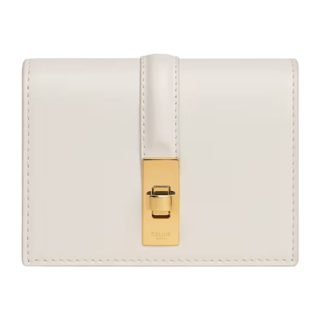 5 CELINE CARD HOLDER WITH FLAP 16 IN SATINATED CALFSKIN TAN