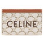 CELINE CARD HOLDER IN TRIOMPHE CANVAS WITH CELINE PRINT TAN