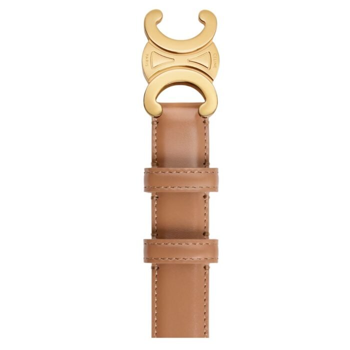 CELINE MEDIUM TRIOMPHE BELT IN TAURILLON LEATHER BRONZE