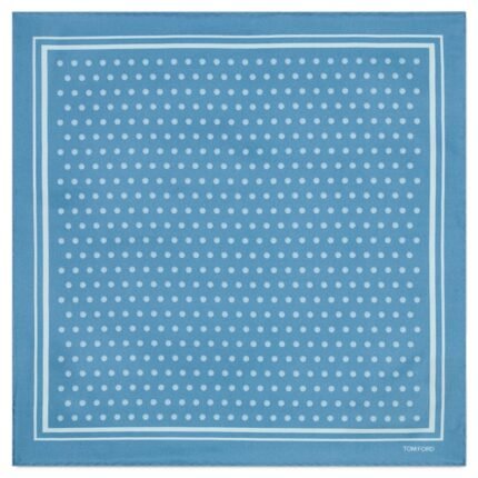 TOM FORD POLKA DOT SQUARE DESIGN POCKET SQUARE AVIAN BLUE