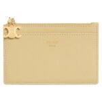 CELINE ZIPPED CARD HOLDER TRIOMPHE CHARMS IN SHINY CALFSKIN RICE