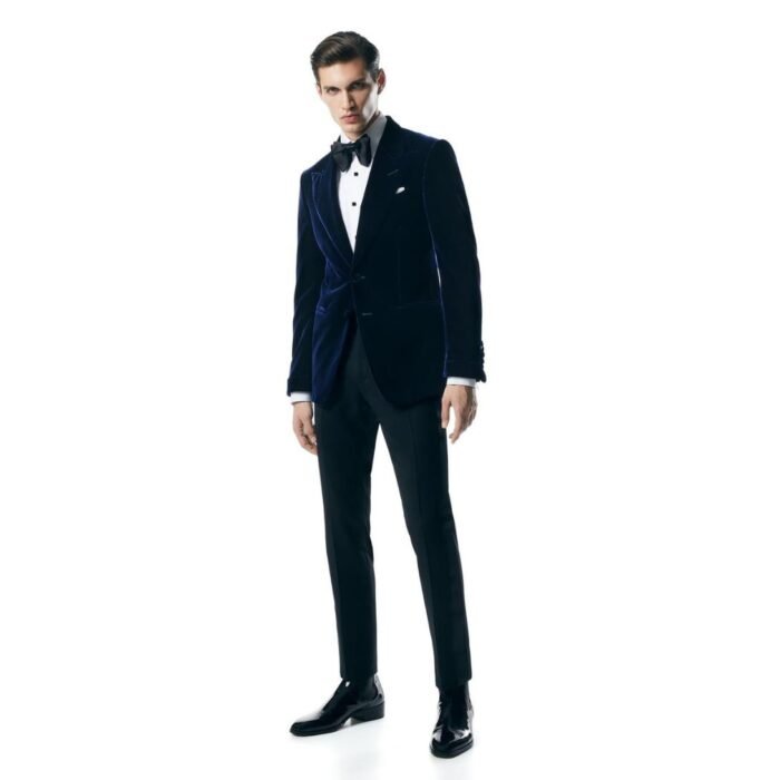 TOM FORD FLUID VELVET SHELTON COCKTAIL JACKET NAVY