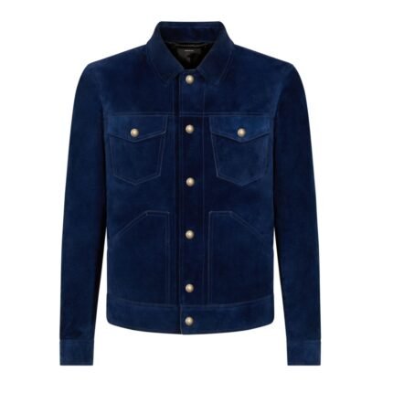 TOM FORD CASHMERE SUEDE WESTERN JACKET INDIGO