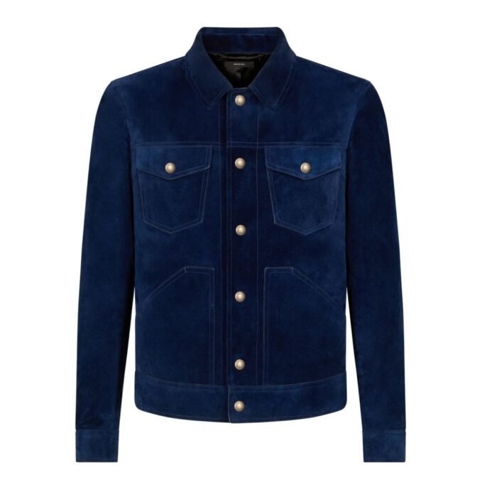 TOM FORD CASHMERE SUEDE WESTERN JACKET AMETHYST