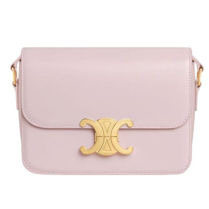 CELINE TEEN TRIOMPHE BAG IN SHINY CALFSKIN ICE BLUE