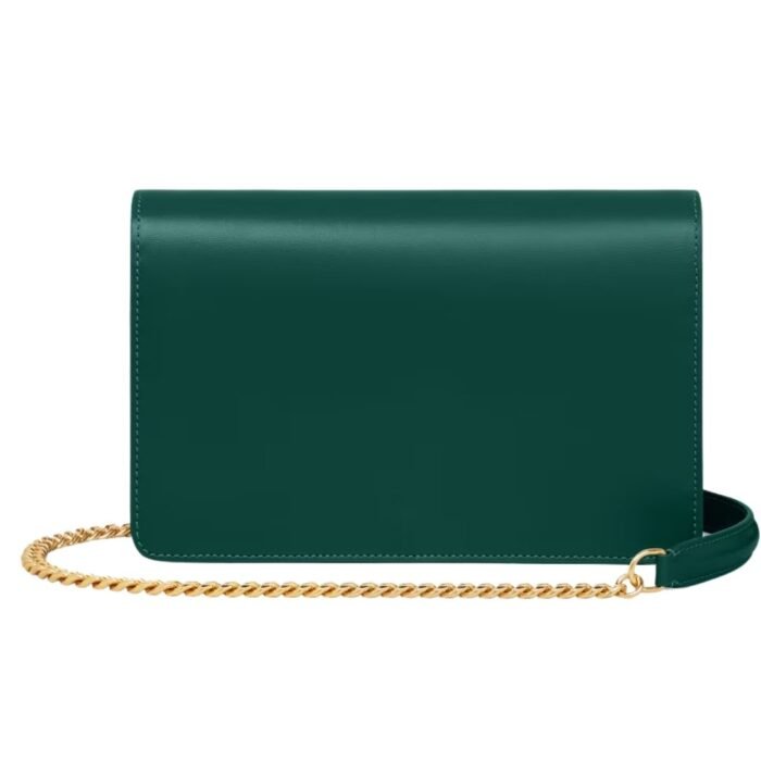 CELINE WALLET ON CHAIN MARGO IN SHINY CALFSKIN RACING GREEN