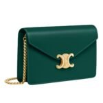 CELINE WALLET ON CHAIN MARGO IN SHINY CALFSKIN RACING GREEN