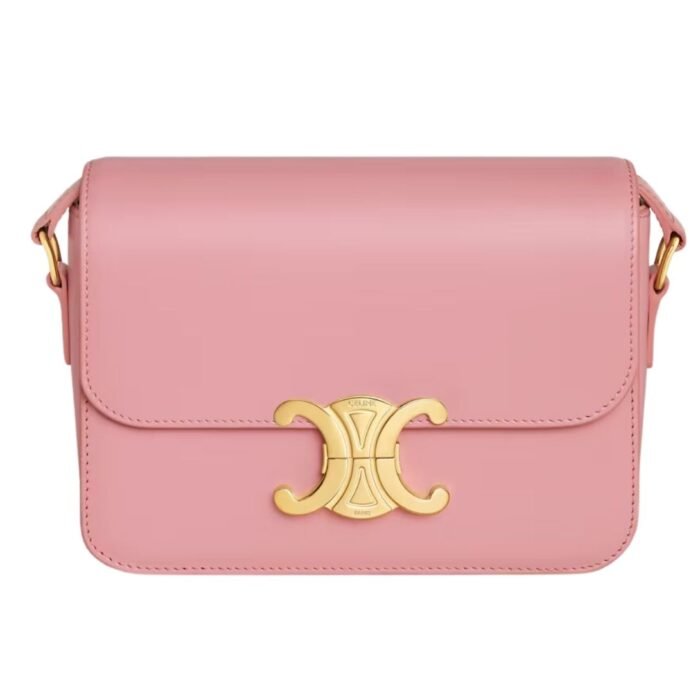 CELINE TEEN TRIOMPHE BAG IN SHINY CALFSKIN PASTEL PINK