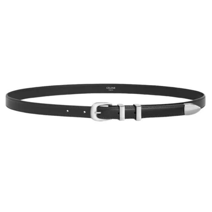CELINE SMALL WESTERN BELT IN TAURILLON LEATHER BLACK