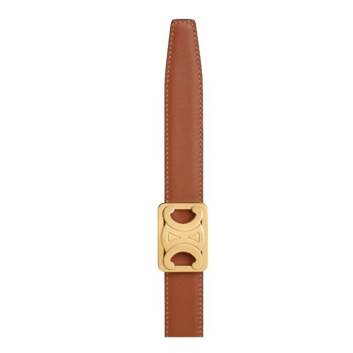 CELINE MEDIUM REVERSIBLE FRAMED TRIOMPHE BELT IN TAURILLON AND NATURAL CALFSKIN